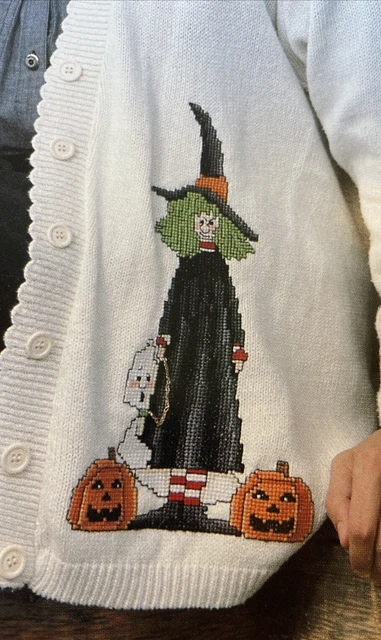 OOP Green Hair Witch & Purple Pansy Pot Holders*Pumpkins ~4 Cross Stitchin Ptrns