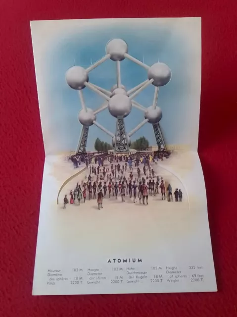 Antigua Tarjeta De Felicitación Folleto O Similar Impresa En Bélgica Con Atomium