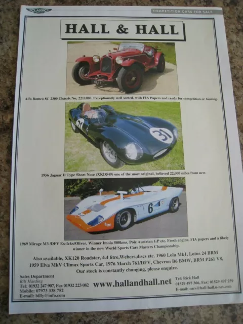 Hall & Hall Car Sales Alfa Jag Lola Lotus Stoc 2005 Advert Approx A4 Size File 1