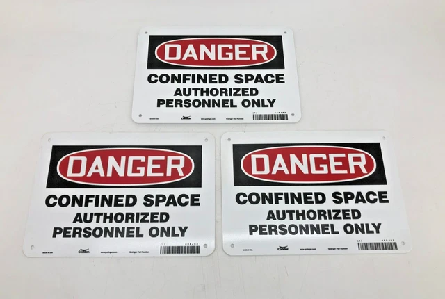 Lot of 3 New Condor 465J53 Confined Space Authorized Personnel Only