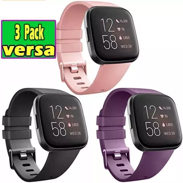 For Fitbit Versa 2  Versa  Lite Replacement Silicone Watch Band Strap 3 PACK