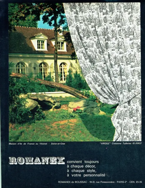 publicité Advertising  1122  1963   Romanex  Boussac tissu ameublement  Virgile