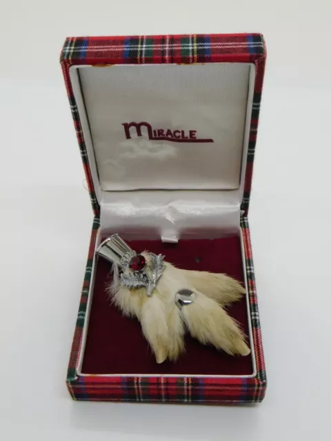 MIRACLE SCOTTISH PTARMIGAN Grouse Foot Claw Ruby Thistle Brooch Mens Kilt Pin 36.50 PicClick UK