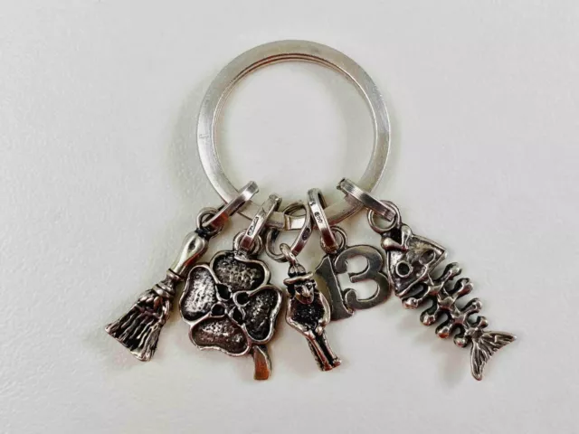 Vintage Miniature Silver 925 / 800 Figure Kye Ring Keychain Marked 13 gr