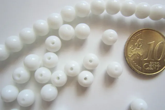 Perlas bola cristal cerámico blanco 6 mm X 30 UNIDADES abalorios bisutería