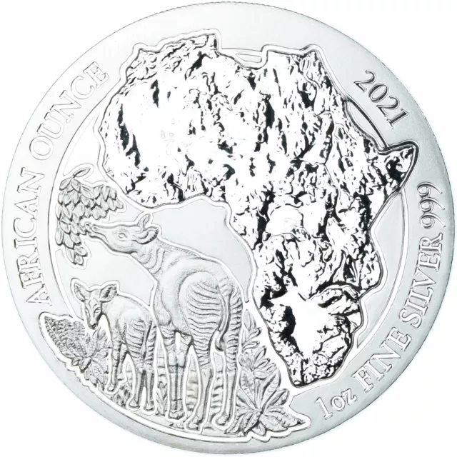 [#1066701] Coin, Rwanda, Okapi, 50 amafaranga, 1 Oz, 2021, BE, MS(65-70), Silver