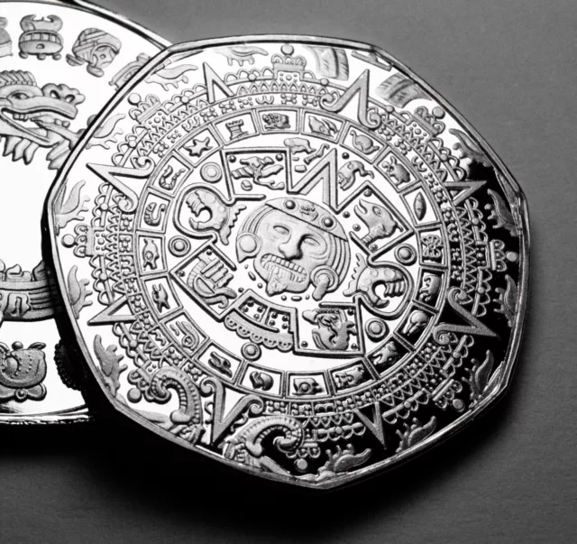 AZTEC CALENDAR Silver Commemorative. Mayan/Maya/Mexico/Mexica. Sun Stone. INCA