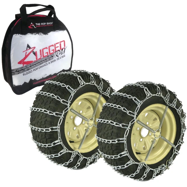 Pair of 2 Link Tire Chains & Tensioners for Yamaha Wolverine with 14x4x6 Tires