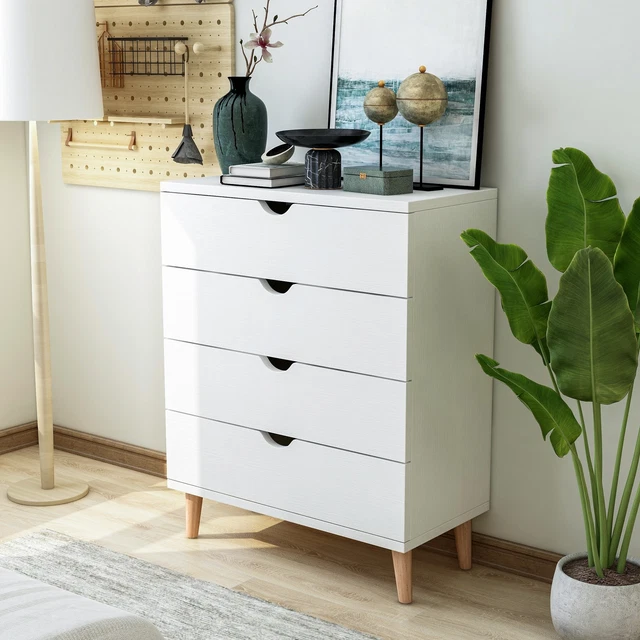 DH BASIC Scandinavian White 4-drawer Chest by Denhour White 4-drawer