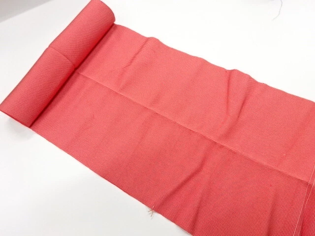 6485581: Japanese Kimono / Antique Bolt For Hassun Obi / Woven Little Grid