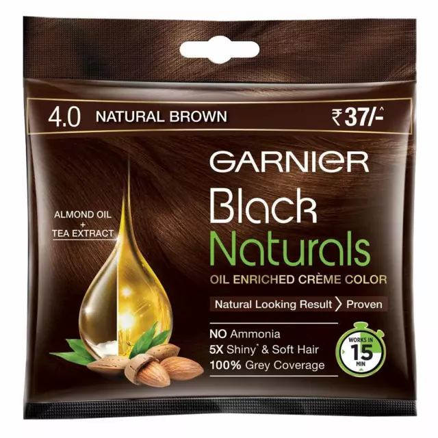Garnier Black Naturals Shade Shine Hair Color 20ml+20g Natural Brown Set of 2