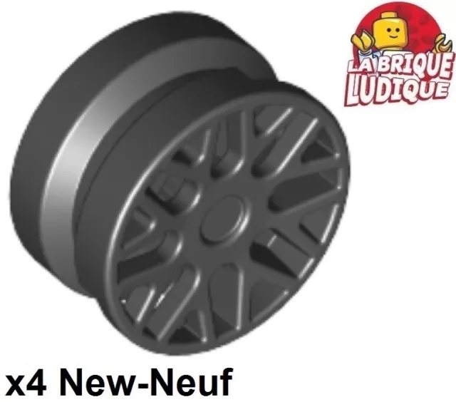 Lego - 4x roue jante wheel 11mm D. x 6mm spoke 8 Y BBS noir/black 93595 NEUF