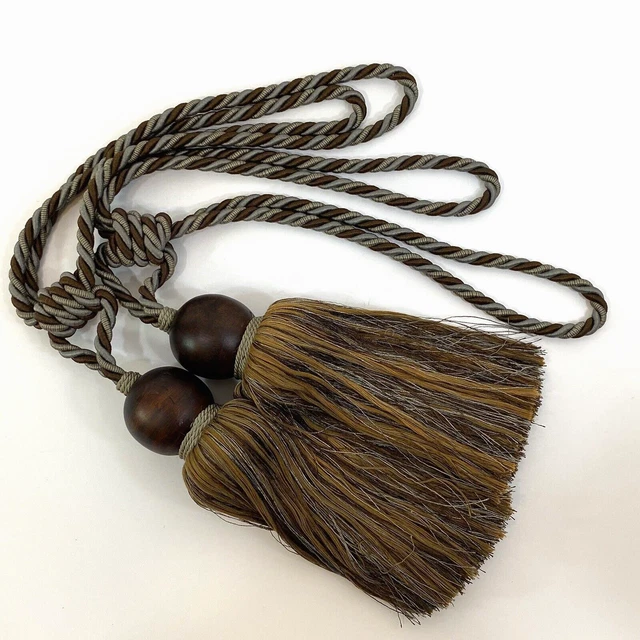 Drapery Curtain Tie Backs Tassels Swags Large Estate Rich Brown Pewter Pair