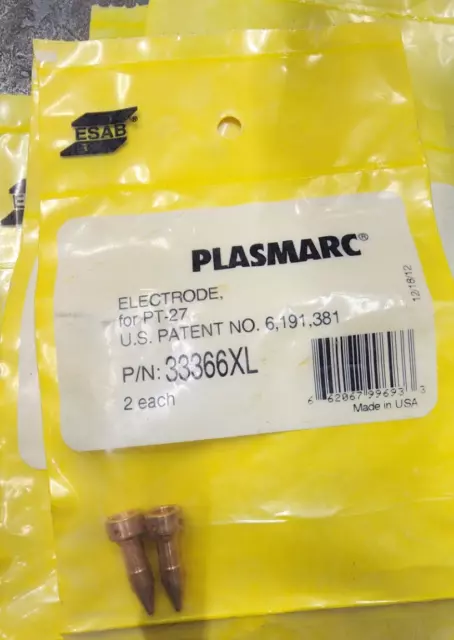 ESAB 33366XL Plasmarc Electrode for PT-27, Pack of 2- New Surplus