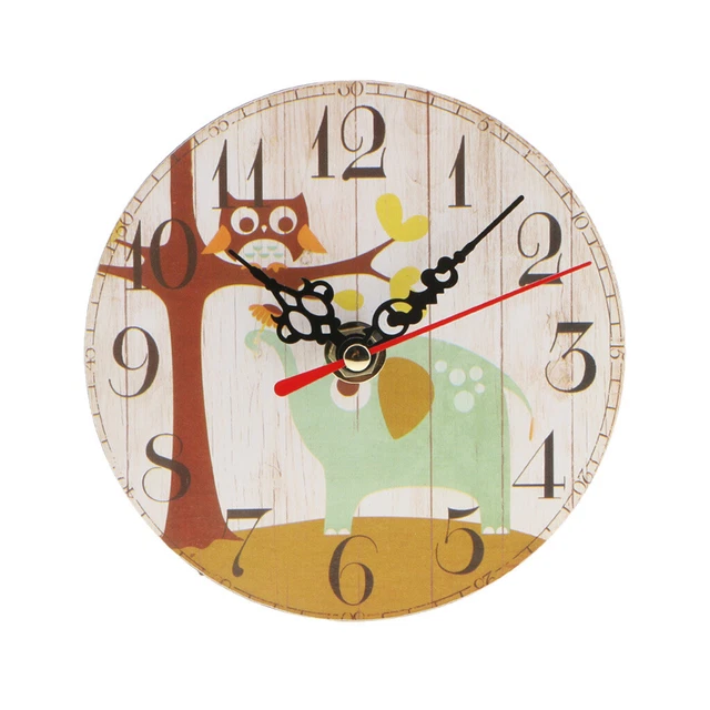 Vintage Holzwanduhr Runde Schreibtischuhr Antike Wohnküche Dekor 6 #