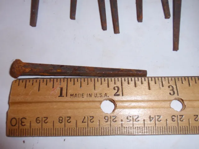 20 Vintage Old Square Cut Nails, 2 1/2" long. un-used. Rusty Straight nails. 2