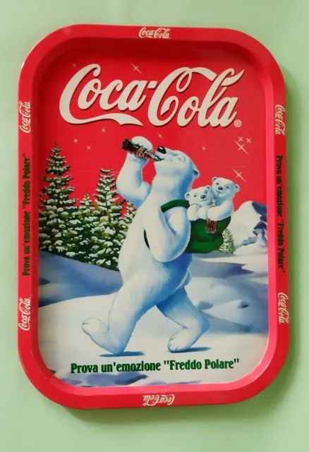 Vassoio Coca Cola Latta Rettangolare Rosso - Orso Polare" Pubblicità