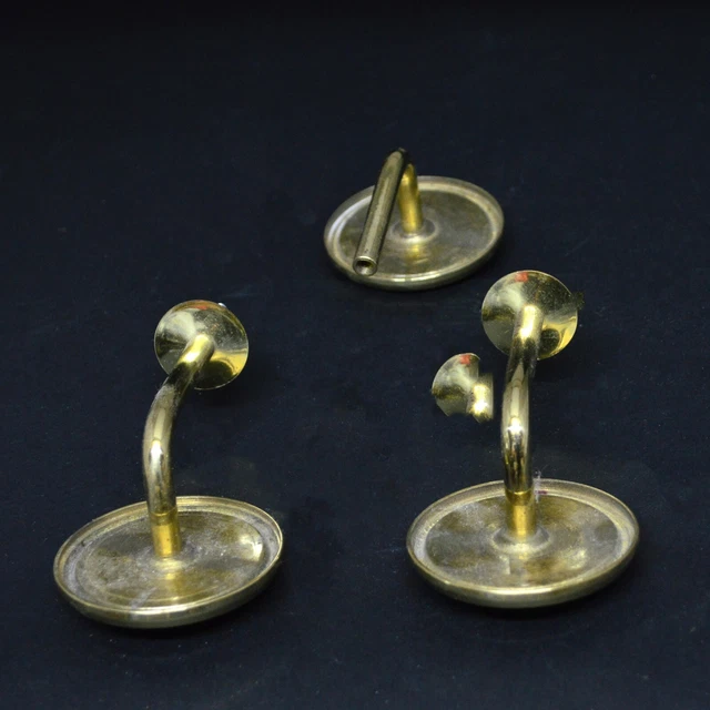 Vintage Brass Hardware Curtain Holder hoop bracket x4 units Antique hook-e 4