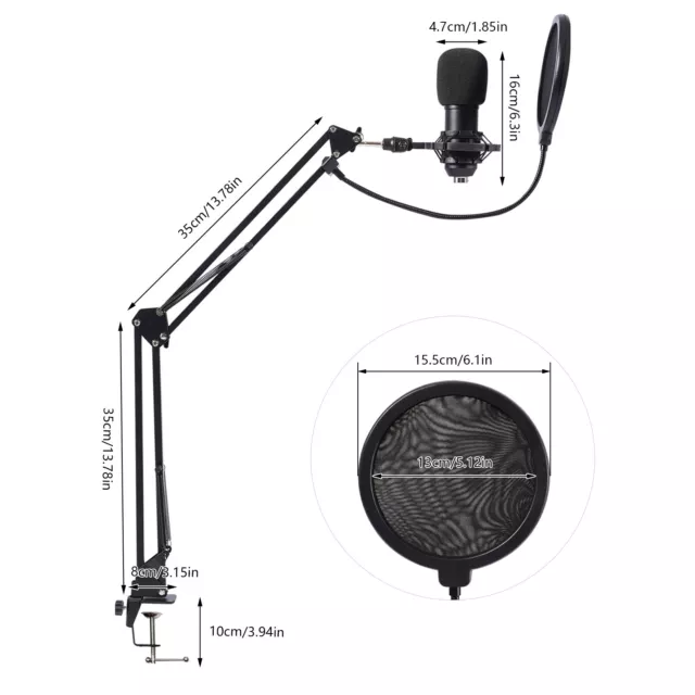 Kondensatormikrofon-Set, BM-800 Mikrofon-Kit mit Live-Soundkarte, Verstellbarer 3