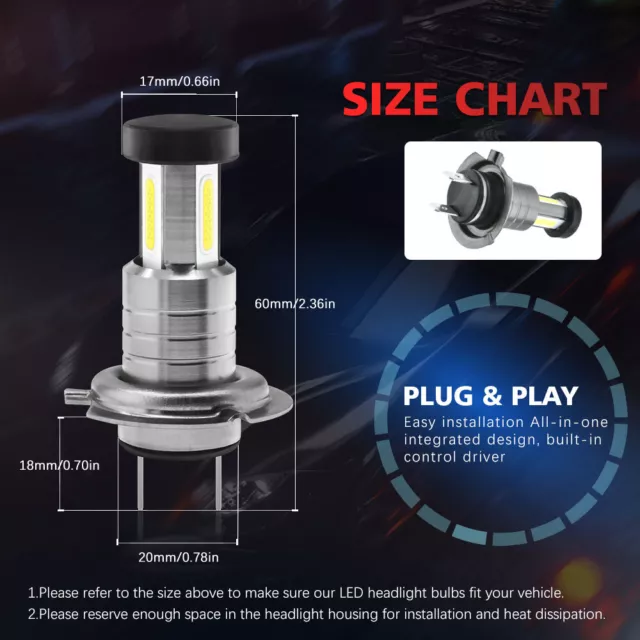 1 Paar H+7 110W 30000LM Scheinwerfer Birnen Ersetzen Mit 360° Chip Lampen 6000K 3