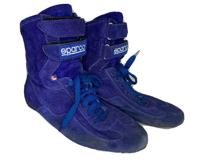 SPARCO Vintage Blue Suede Leather Racing Boots Size 43