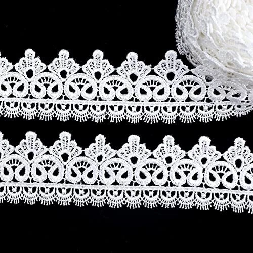 White Lace Trim 7 Yards Venise Lace Ribbon Embroidery Lace Trim Floral Craft 6#