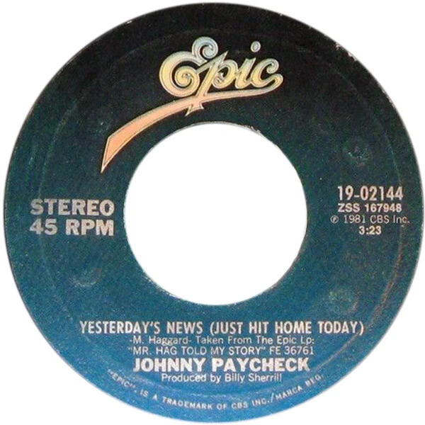 Johnny Paycheck - Yesterday's News Just Hit Home Today - Used Vinyl - V7350A
