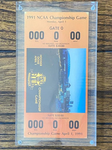 NCAA VIP  Tickets 1991 Final Four Semifinal and Championship Games In Lucite