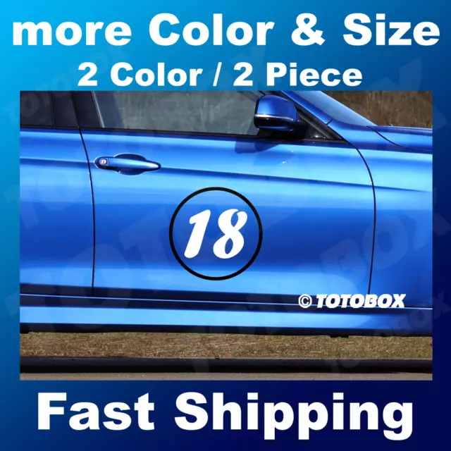 2x 2Color Custom Number Circle Decal Auto Car Rally Racing Sport Sticker