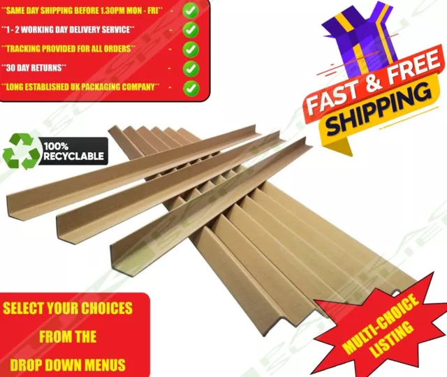 Small & Large Strong L Shaped Cardboard Edge Protectors Pallet Shipping Guards