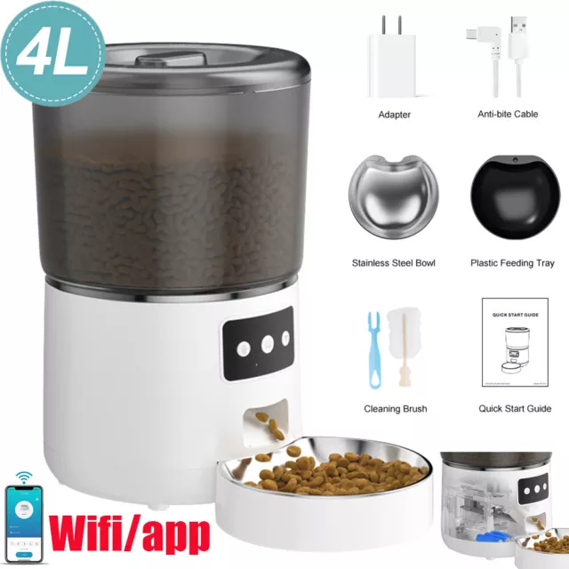 4L Automatic Pet Feeder WIFI APP Cat Feeder Smart Auto Food Dispenser Timer UK