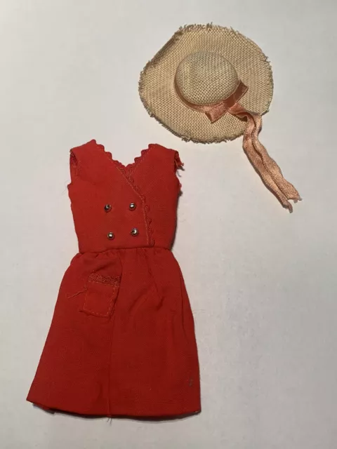 Vintage Skipper Red Sensation Outfit 1901 Mattel 1964 Dress Hat Barbie Sister