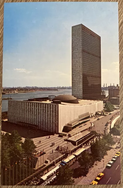 Vintage Chrome Postcard United Nations Headquarters New York 1960s Dexter Press