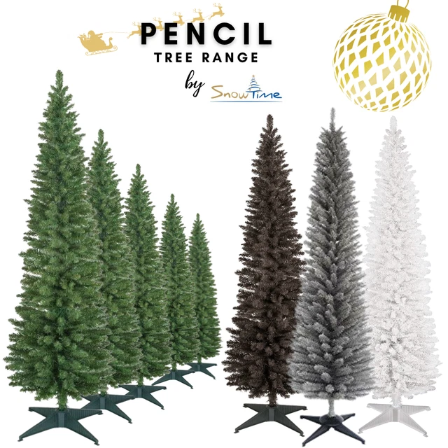 CHRISTMAS TREE SLIM Pencil 4ft 5ft 6ft 7ft 8ft Green Grey White Black