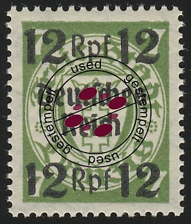 721 Danzig mit Aufdruck 12 Rpf auf 7 Pf O gestempelt