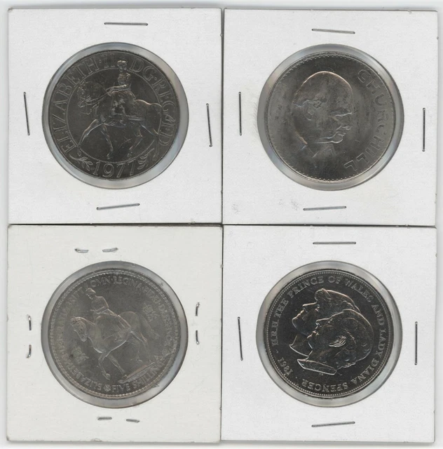 1965 1977 1981 Britain 25 Shillings Crown Size Lot of 4 Elizabeth II #15014