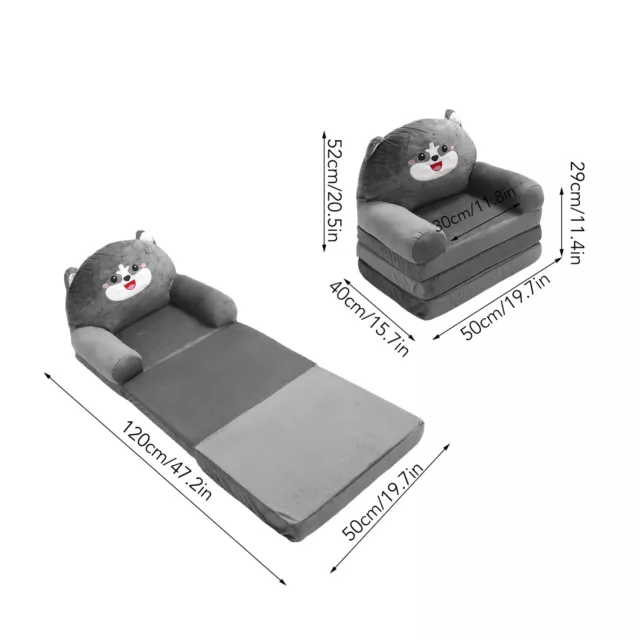 (3 Layers)Kids Sofa 2 In 1 Kids Couch Fold Out Convertible Sofa To Lounger Bed