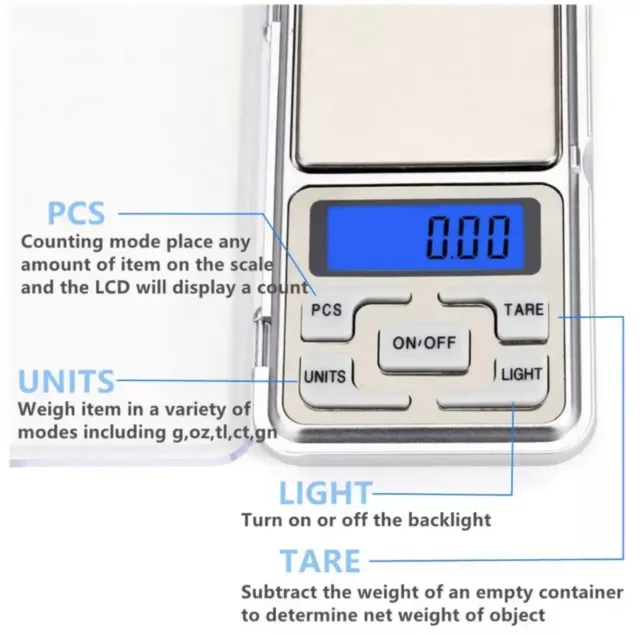 Mini Balance De Poche numérique portable 001g-500g haute précision Bijoux Cusine 2