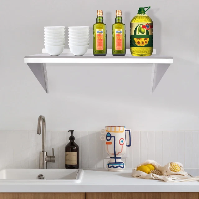 12 x 36” Wall Stainless Steel Shelf Restaurant Wall-mounted Shelf Large Capacity