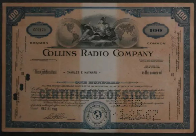 Collins Radio Company 1966 100 Shares
