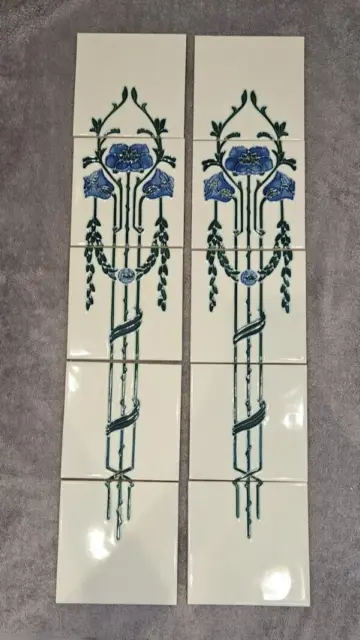 The Gallery Collection art nouveau style fireplace tiles full set of 10 primrose