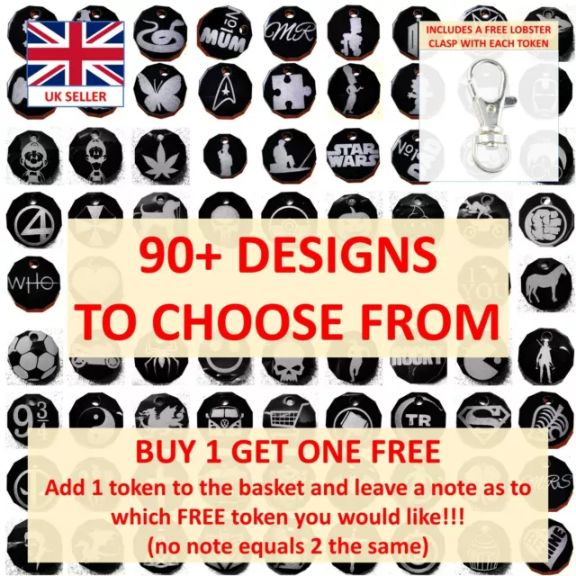 £1 Trolley Token Coin Buddy Acrylic - Buy 1 Get 1 FREE (Black)