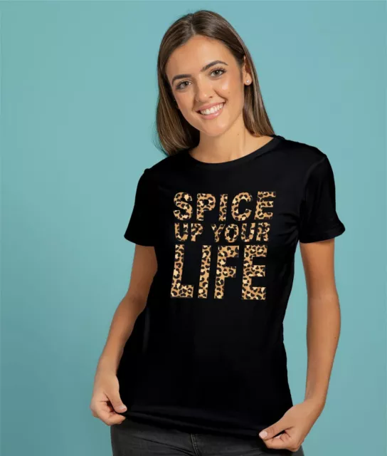 SPICE UP YOUR LIFE Leopard Print Spice Girls T-Shirt Slim Short Sleeve Top 2