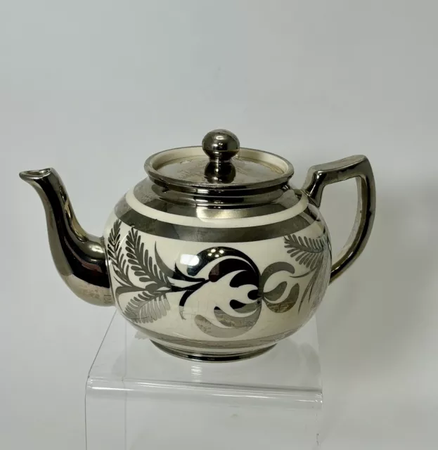 Vintage Arthur Wood Teapot Silver Lusterware Made In England