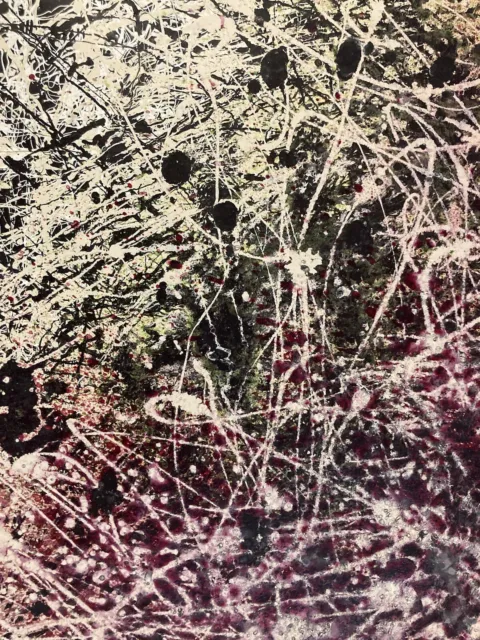 Bonita Pintura Papel abstracto arte goteando abstracción 1980 action painting