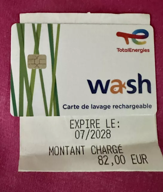 Carte TOTAL WASH de 82€ Avec Validité Jusqu’à Minimum 2028