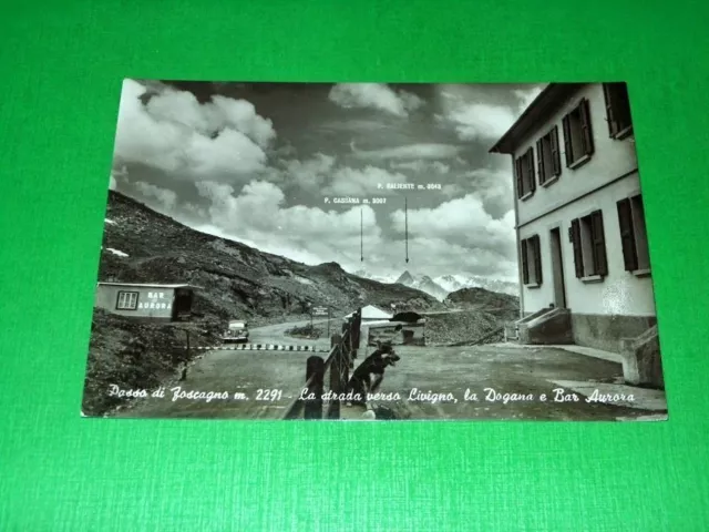 Cartolina Passo del Foscagno - La Dogana e Bar Aurora 1955 ca