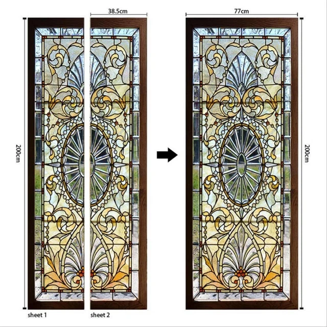Static Cling Frosted Stained Glass Door 3D-Sticker Film Privacy Decor
