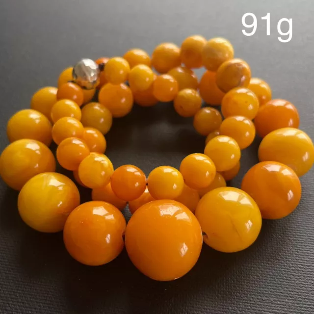 Vintage Natural Amber Necklace Baltic Amber Egg Yolk Butterscotch Huge 91g