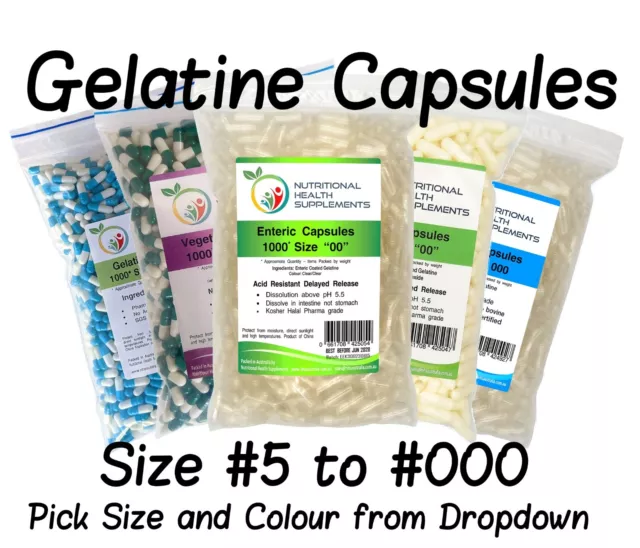 Gelatin Empty Capsules Size #5 4 3 2 1 0 00 000 Gelatine Caps